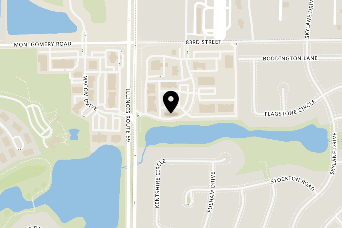 Map showing the location of Tollywood Lounge on 1975 Springbrook Square Dr in Naperville